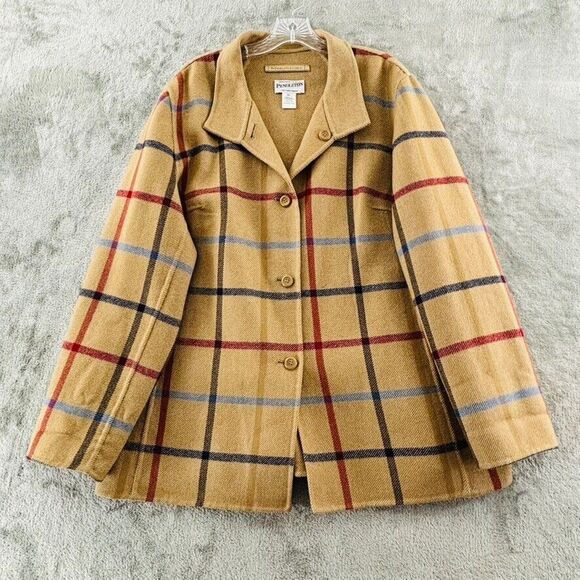 Pendleton Jackets & Blazers - The Pendleton Check Wool Jacket Reversible Womens‎ XL Tan Plaid Button Closure
